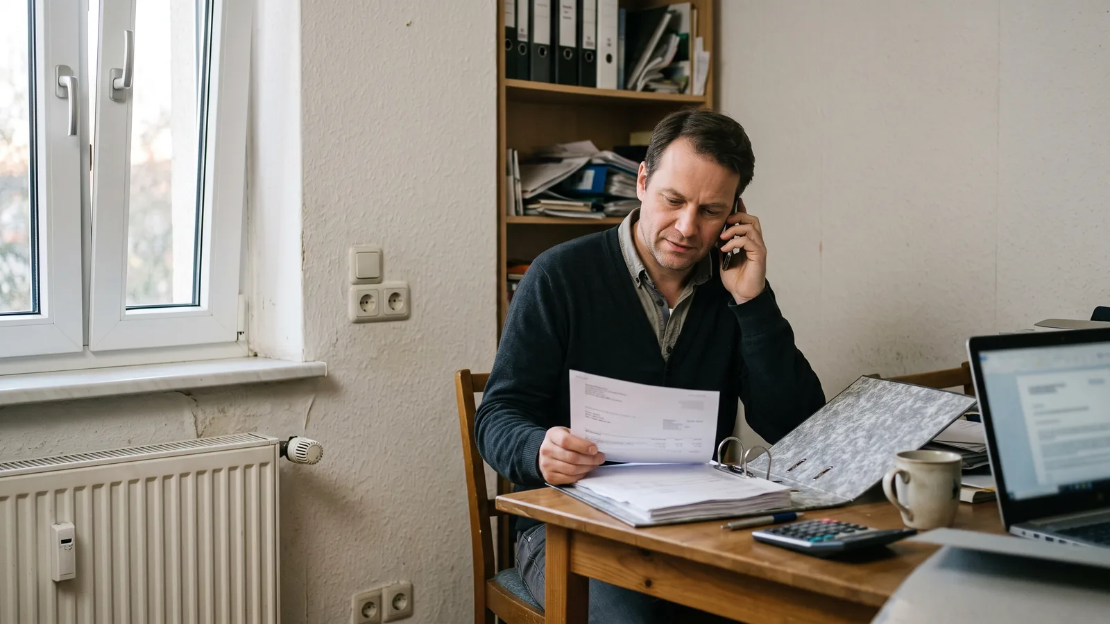 Vermieter telefoniert wegen einer unbezahlten Rechnung für eine Monteurunterkunft